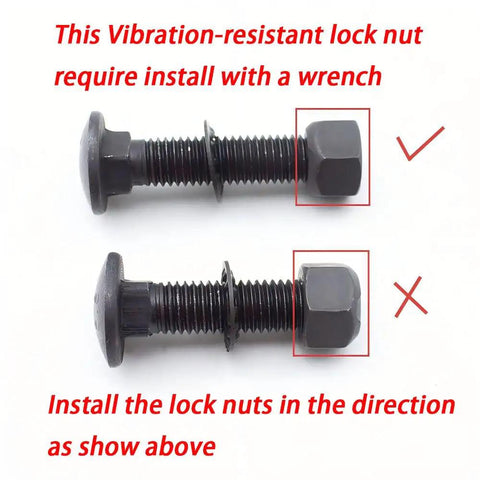 Two Pack M12 Spare Tire Wheel Mounting Bolts Nuts And Washers Kit For Utility Cargo Trailers With Vibration Resistant Lock Nuts Heavy Duty Iron Steel Wrench Install Reliable Spare Tire Mount Hardware shown with installation guidance.
