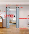 Space Saver Bi-Folding Barn Door Hardware Kit In Black Finish For Four Interior Doors, 75-1/2 Inch Rail Installation View