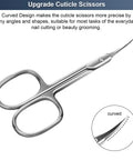 Ultra Precise Cuticle Scissors With Extra Fine Curved Blade For Nail Care And Grooming, silver finish scissors with curved blade