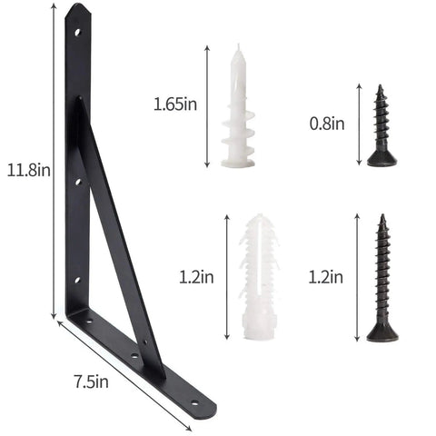 Heavy Duty Shelf Brackets 12 By 8 Inches 8 Pack Black Metal L Brackets With Screws Included For Easy Install and wall mounts