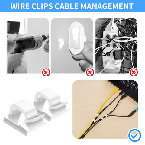 Upgraded 50 Pack Cable Clips With Strong Adhesive Tapes For Wire Clips And Cord Organizer, neat wire management on desk
