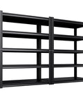 Beefy 2 Pack Heavy Duty Garage Shelving Unit Set With 5 Tier All Metal Storage Racks Adjustable Heights For Tools Bins Bulk Items Garage Workshop Warehouse Organization, black steel