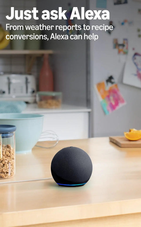 Straight Up Sleek Compact Smart Speaker With Ace Voice Recognition For Effortless Bluetooth Streaming And Hands Free Commands Ideal For Bedroom Chill Vibes Kitchen Timer Runs Or Home Office Grind Fresh Glacier White Build on kitchen counter.