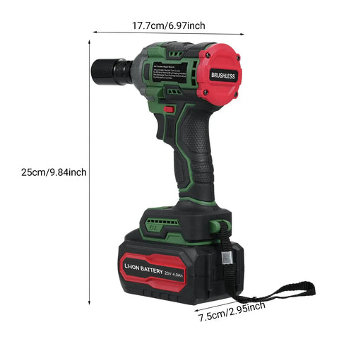 Klanata Cordless Brushless Impact Wrench 20V 1/2-Inch Drive with 4Ah battery and ergonomic grip, ideal for heavy duty jobs.