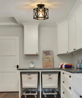 Must Have Industrial Black Hexagon Farmhouse Ceiling Light Fixture, Semi Flush Mount For Kitchen Hallway Bedroom Foyer Entryway And Laundry Room, 1 Light, 9.5 Inch in kitchen setting