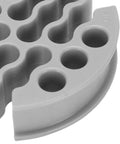 Close-up of a straight shooting wire comb for 30 network cables with a slick slip-through design, made of durable plastic.