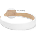 Wide 1 Inch Ultra Soft PU Leather Headband For Women Girls Comfortable Padded Faux Hair Band showing non-slip design interior.
