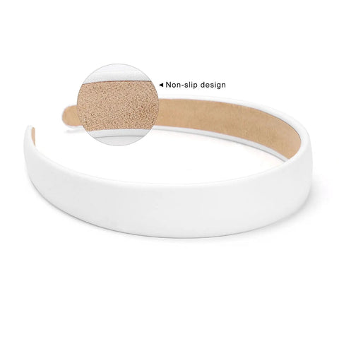 Wide 1 Inch Ultra Soft PU Leather Headband For Women Girls Comfortable Padded Faux Hair Band showing non-slip design interior.