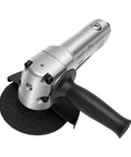 Hulking Five Inch Pneumatic Angle Grinder Dropping 11000 Rpm Of Wild Air Power For Totally No Sweat Cutting Smooth Grinding And Ridiculously Quick Polishing On Grease Monkey Projects with black grinding disc.