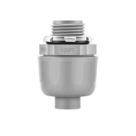 Heavy Duty 10 Pack 1 2 Inch Liquid Tight Connectors Npt Threads For Flexible Pvc Electrical Conduit Non Metallic Fittings side view close-up