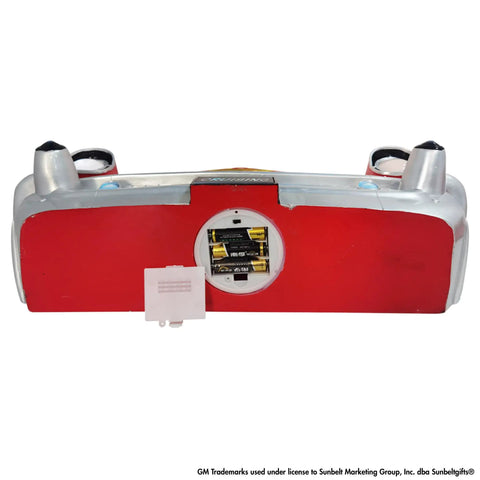 Back view of 1957 Chevrolet Bel Air Floating Wall Shelf With LED Headlights Tempered Glass Display Surface For Die Cast Cars