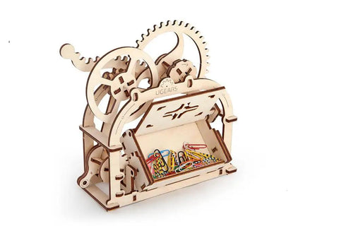 3D Self Propelled Mechanical Etui Box Kit Built From Plywood DIY Wooden Puzzle With Gear Drive Desktop Organizer Box You Assemble STEM Toy For Adults And Kids EN Manual Included Rich Brown Finish, 18191189 mm