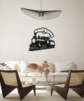 Retro Steam Locomotive Wall Art For Living Room And Office, Industrial Style Decor, Dope Black 20 Inch Metal Sign