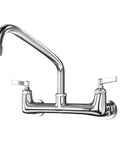 Wall Mount Commercial Sink Faucet With 14 Inch Spout And 8 Inch Centers Heavy Duty Brass Faucet For Commercial Kitchens