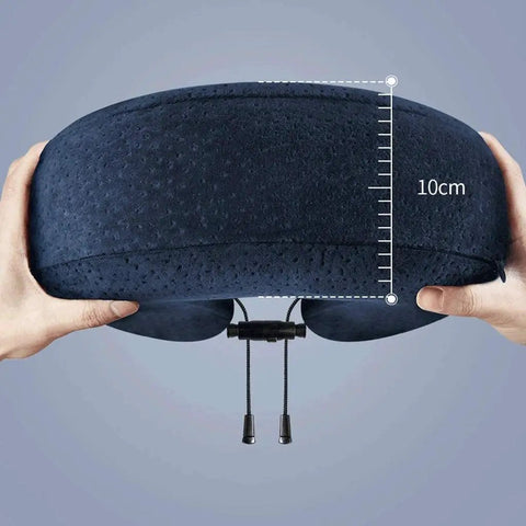 Memory Foam Travel Neck Pillow With Compact U Shaped Design, Easy To Carry Bag, Washable Cover, And Adjustable Size For Plane Train Car Or Office Naps, Delivers Gentle Neck Support And All Day Comfy On The Go showing 10cm thickness