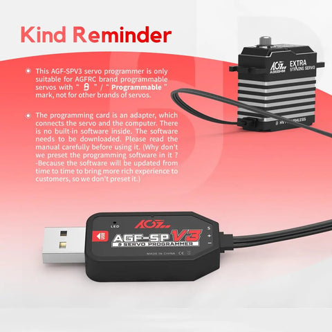 USB Servo Programmer Adapter Easy Peasy Setup Configurable Motor Controller With Windows Compatibility No Sweat Wiring For Rc Drone Hobby Rig with AGF-SPV3 model.