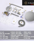 Shower System With Tub Spout And Handheld Rainfall Shower Head Wall Mounted In Brushed Nickel 12 Inch High Pressure Rain Shower Set With Single Handle Hot And Cold Control And Easy Assembly components layout