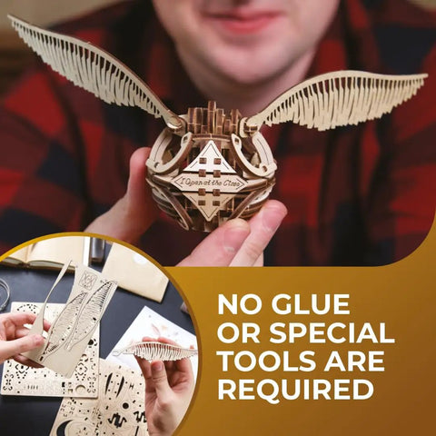 Levitating Golden Snitch 3D Puzzle Kit For Adults And Teens, Dope Harry Potter Wooden Model, DIY Puzzle Set, Immersive Wings Build With Levers, Perfect Gift For Potter Fans And Collectors, wooden wings no glue