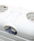 Dual 20Lb Propane Tank Cover For RV And Travel Trailer Heavy Duty White Plastic With Side Access Port And Individual Top Hatches