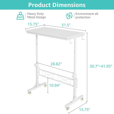 Portable Treadmill Walking Pad Desk On Wheels With Height Adjustable Stand Up Table dimensions and specifications