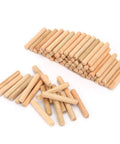 Beefy Beech Wood Dowel Pins 6mm Round Fluted Dowels, 100 Pack for Strong Wood Joints, Chamfered Ends for Easy Insertion, Durable Beech Hardware Pins