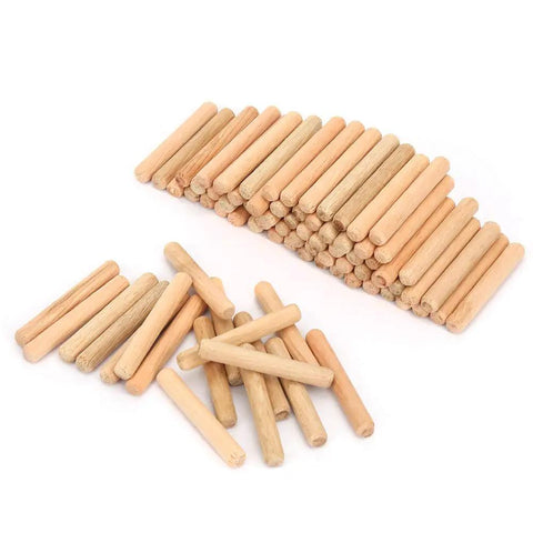 Beefy Beech Wood Dowel Pins 6mm Round Fluted Dowels, 100 Pack for Strong Wood Joints, Chamfered Ends for Easy Insertion, Durable Beech Hardware Pins