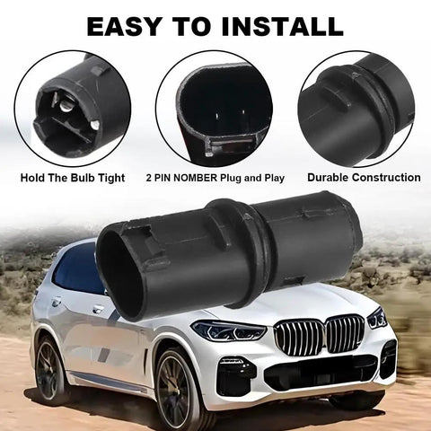 Easy Install No Brainer Plug And Play Side Indicator Light Socket Holder For BMW And Mini Cooper Vehicles With A Black Connector For Side Marker Lights And License Plate Lamps 1 Piece Ready To Replace And Upgrade Your Exterior Lighting. black 2-pin plastic socket holder for BMW side marker lights