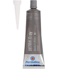 Permatex Ultra Grey RTV gasket maker tube, 3 oz, 12-pack, gray silicone sealant, front view