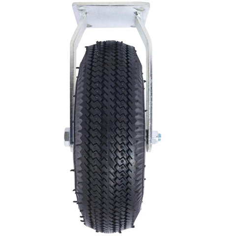Pair Of Heavy Duty 10 Inch Pneumatic Caster Wheels Featuring Smooth Rolling Ribbed Tires And Ball Bearing Steel Hubs built tough for every jobsite load from the front.