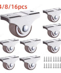 One Inch Fixed Caster Wheels Crafted From Heavy Duty TPR Rubber That Glides Smooth As Butter For Straight Line Drawer Glide And Absolute Zero Noise Under Bed Storage Setup Pack Of Four silver casters with bearings and screws