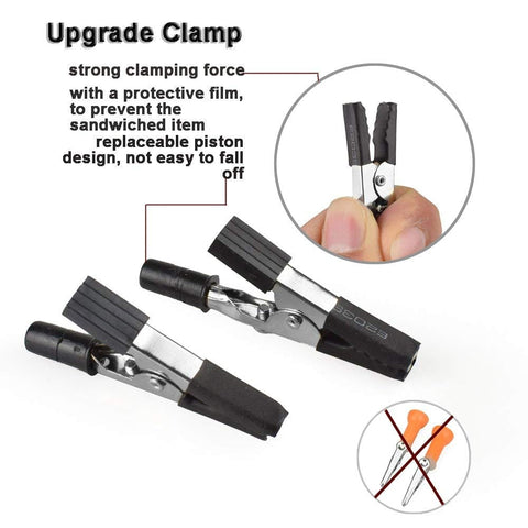 Close-up of upgraded clamp for Three Adjustable Gooseneck Arms Third Hand Soldering Tool For PCB Assembly And Jewelry Crafts.