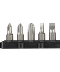 Two Way Speed L Handle Tool Kit With Long Reach, Heavy Duty 11 Piece Set Featuring Quick Change Collar showing five bits 1 2 3 SL4 SL6