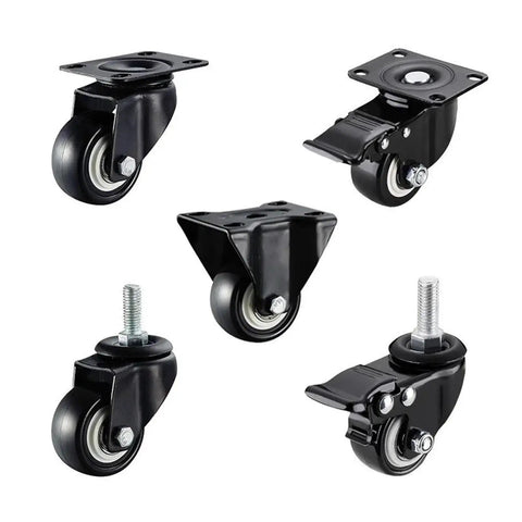 Four Pack 2 Inch Diamond Swivel Wheel Caster With Brake For Heavy Duty Furniture M8 M10 M12 Black