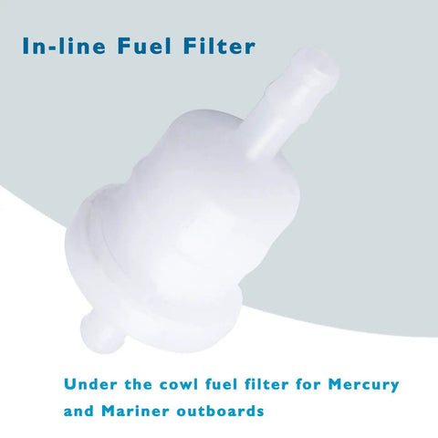 Inline Fuel Filter For Outboard Engines 2-Cycle And 4-Stroke 4-30HP, Easy Install Replacement For Tohatsu Nissan 369022300M, Also Fits Yamaha Mariner Sierra 646-24251-01-00 646-24251-02-00