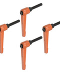 Orange Aluminum Quick Release Clamp Knobs With Slick Grip Hex Socket And Rock Solid M6 Male Thread For Hella Secure Locking On Heavy Duty Workshop Gear And Cabinet Doors, set of four