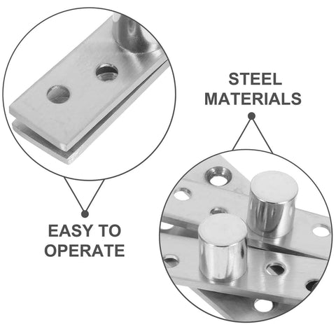 Close-up of Hidden Rotation Pivot Hinges Set, 360 Degree Concealed Door Shaft For Secret Doors And Cabinets, stainless steel detail