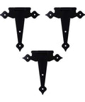 Heavy Duty T Shaped Black Door Hinges Set Of 3 With Flower Decorative Strap Hinges, 16x13x1cm, for Barn Doors and Gates