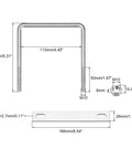 Detailed dimensions of Square U Bolts With Nuts And Plates For Boat Trailers, 113mm Inner Width And 135mm Total Length, M10 Stainless Steel U Clamp Bolts