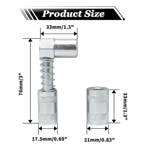 One Bonsicoky 90-degree grease gun adapter; chrome metal elbow with knurled grip