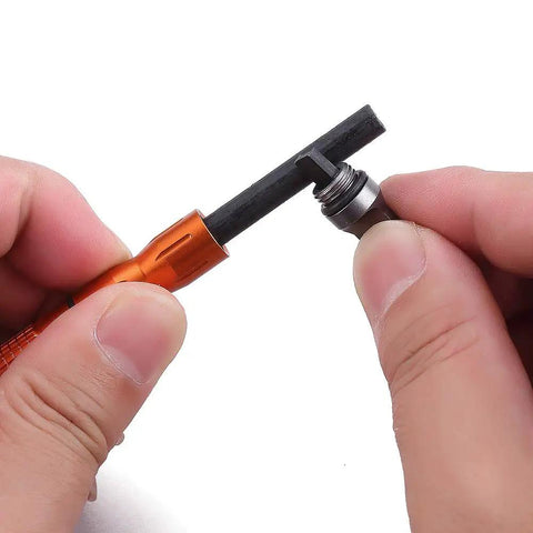 Close-up of replacing threaded ferro rod in 2 Pack Compact Fire Starters With Scraper Striker, Magnesium Fire Steel kit