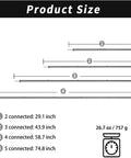 Adjustable Telescopic Tarp Poles For Camping And Hiking product size chart, showing four lengths and weight of 757g.