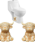 Adorable Highland Cow Toilet Bolt Covers Set Of Two Decorative Bathroom Screw Caps That Straight Up Hide Rusty Floor Mounts Easy Premium Painted Ceramic Install Brown on toilet.