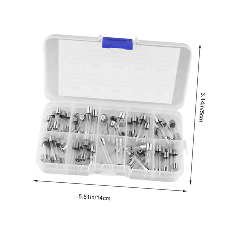 60 Pack Assorted Glass Tube Fuses Kit For Home Appliances Electronics And Auto Use 5x20mm Fuses 0.5A To 20A Pack With Portable Carry Case
