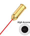 Bore Sight For 44 Magnum Caliber With Red Dot Laser Sight Class IIIA Less Than 5mW Brass with target and laser beam visible