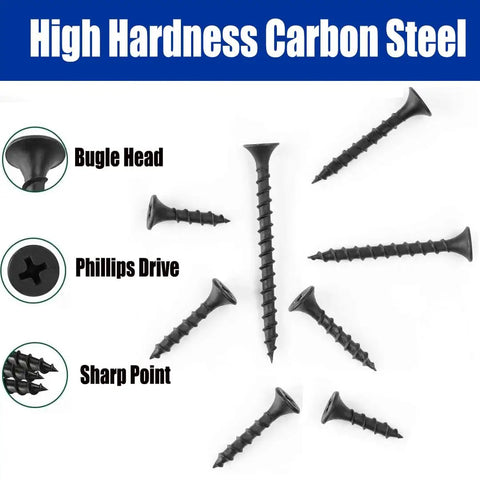 220 Pack One Quarter X 6 Phillips Drywall Screws For Sheetrock Wood Framing Workhorse Grade Carbon Steel Body, showing various angles.