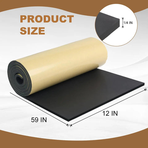 Top Shelf Closed Cell Neoprene Foam Sheet With Slick Grease Resistant Adhesive 12 By 59 By Quarter Inch Thick rolled for easy use.