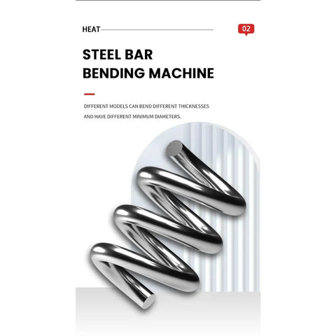 Portable Steel Bar Bender For Concrete Reinforcement And Metal Fabrication bending machine showcasing a steel bar in a smooth curve.