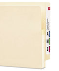 Legit Solid Manila End Tab Folders With Reinforced Straight Tabs And One Point Seven Five Inch Expansion Holds Up To Two Hundred Sheets Letter Size 25 Pack shown in profile view.