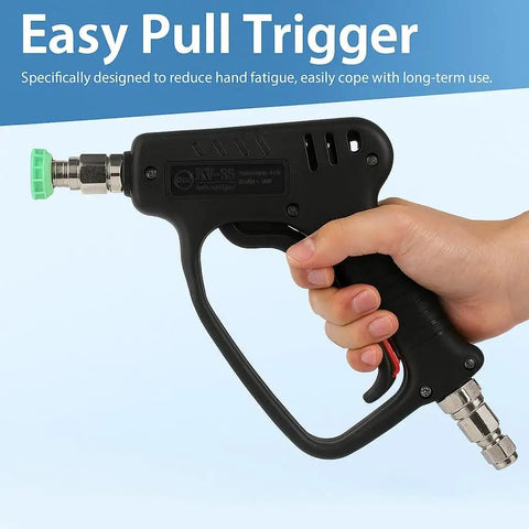 Beefy Pressure Washer Short Gun 5000 PSI Ten And A Half GPM Power Packed Spray Gun with Swivel Quick Connect in hand