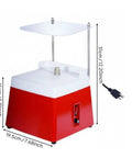 Tachiuwa Diamond Glass Grinding Machine Bench Grinder Polisher With Auto Water Cooling And Dust Guard For Stained Art Ceramic Trim 110V side view showing dimensions and design details.